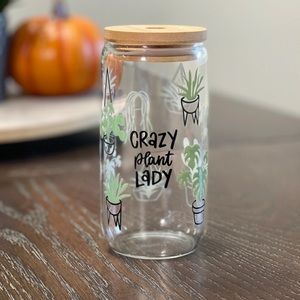 Crazy Plant lady 16 oz glass can drink ware